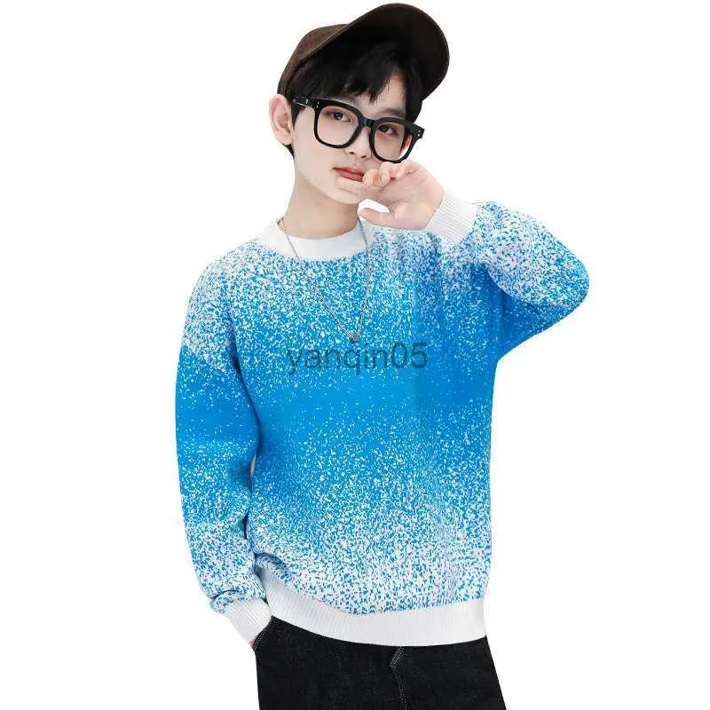 SWEATER PULLOVER SWEATER Zima Koreańska koreańsko -pullover chłopiec ciepłe dzianiny swetry mody dzieci topy 6 8 10 12 Years Teeage Boys Ubrania HKD230719