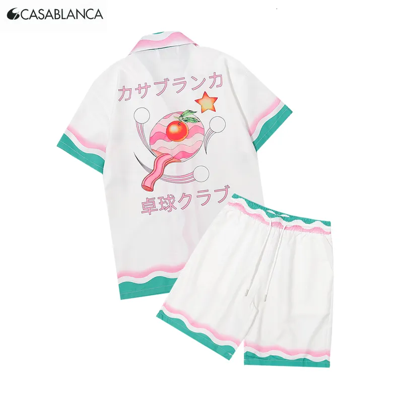 Mens Casual Shirts 23SS Shirt Casablanca Sports Jogging Suit Womens Condon Short Aloha shirt 230718