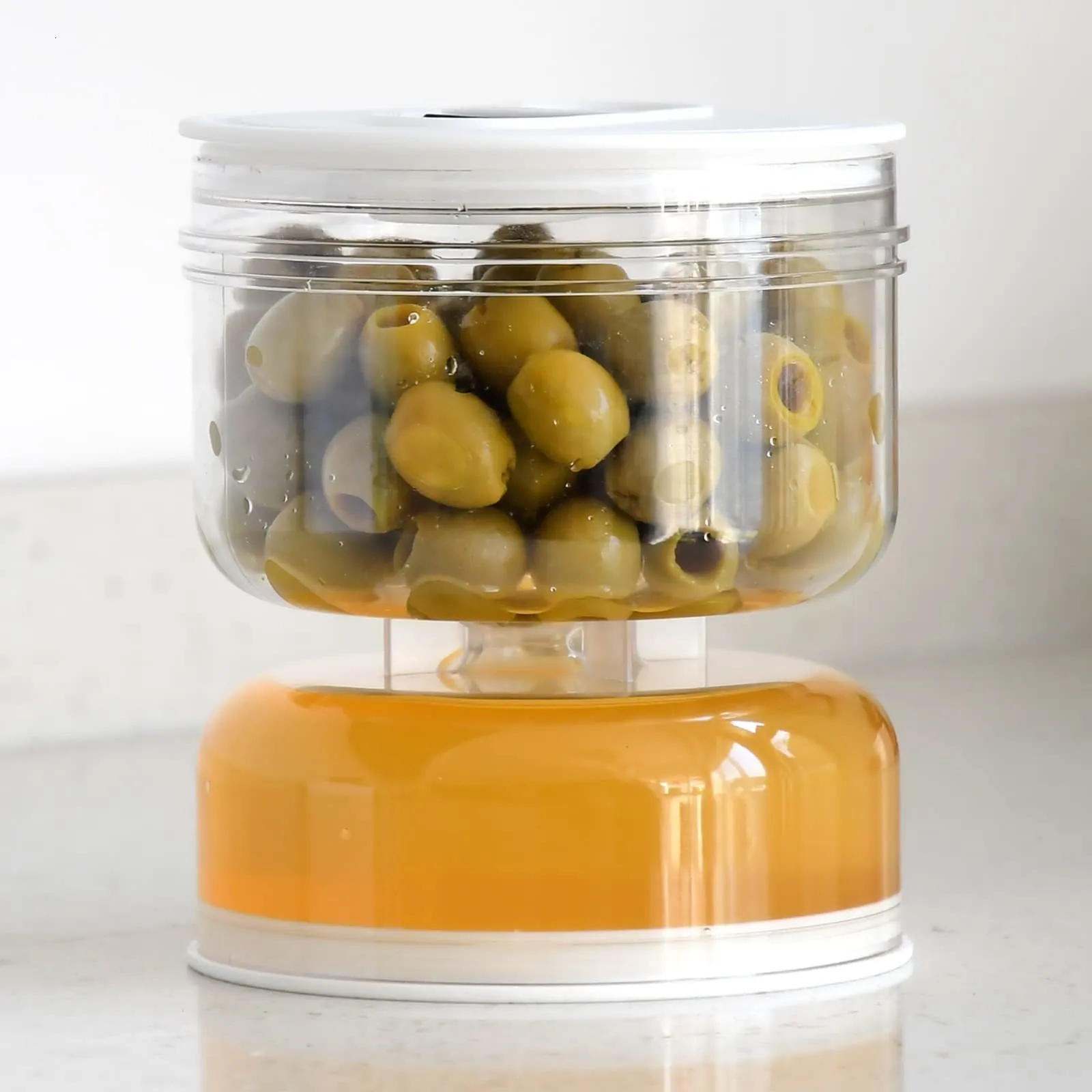 Flaskor burkar pickles burk torr och våt dispenser pickle oliv timglas gurka behållare för kök mat juice separator verktyg 230719