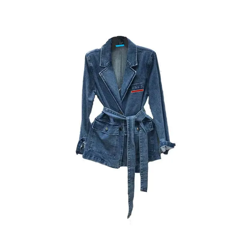 Femmes Vestes Denim Manteau Designer Femmes Costume ceinture slim manches longues Bouton Lettres Automne Style Femme jeans Veste Designer Vestes jeans di_girl