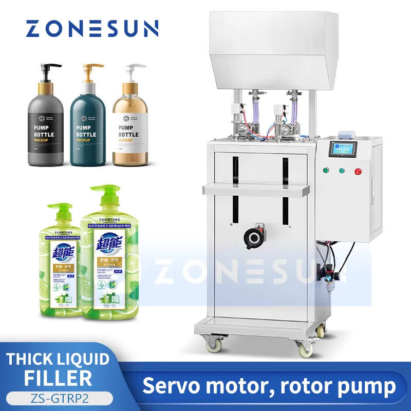 Zonesun ZS-GTRP2 Bottle Filling Machine Tjock Liquid Filler Edible Oil Dorgeent Shampoo Cosmetics Paste Rotor Pump Servo Motor