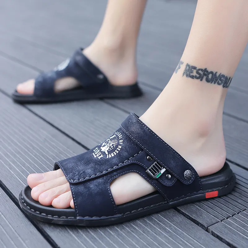 Sandals Big Size 47 Men Genuine Leather Sandals Summer Classic Men Shoes Slippers Soft Sandals Men Roman Comfortable Walking Footwea 230719