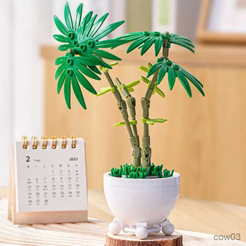 ブロックdiy bambusa multiplex potted plants多肉植物園芸庭の庭ロマンチックなビルディングブロックモデルレンガキッズセットキットToysR230720