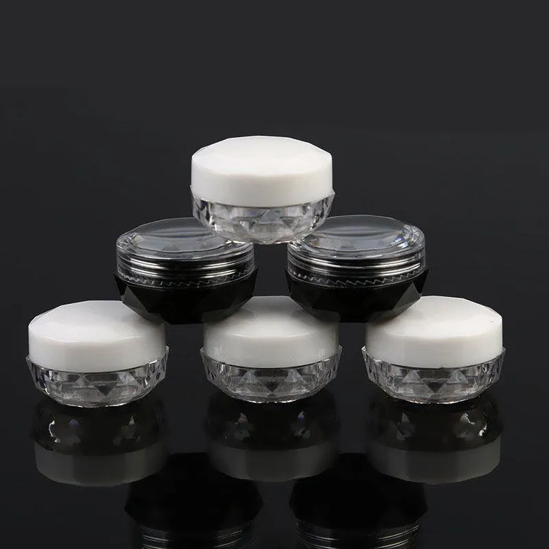 3ML 5G Caixa de Creme em Forma de Diamante Garrafa de Acrílico Creme de Diamante Potes de Brilho para Unhas Embalagem de Maquiagem Frascos de Creme Embalagem de Cosméticos Tlggu