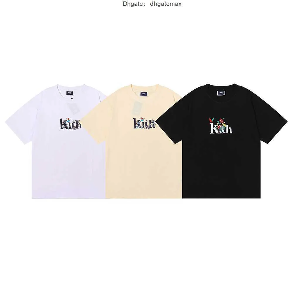 T-shirts pour hommes Niche marque tendance KITH Begonia Floral Serif Tee T-shirt à manches courtes de haute qualité pour hommes et femmes