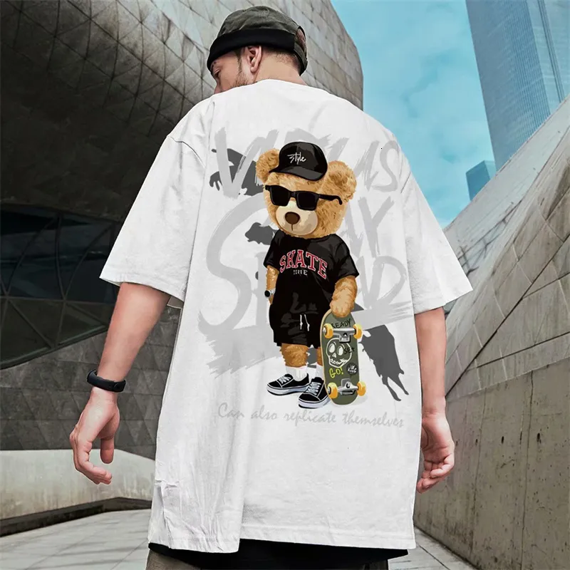 Herr t-shirts mode skateboard björn anime tryck t shirt mäns hög kvalitet estetiska japanska t-shirt harajuku streetwear tshirt y2k kläder 230719