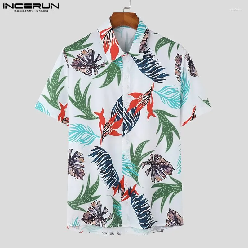 Camicie casual da uomo INCERUN Camicia hawaiana da uomo Stampa estiva Risvolto Manica corta Abbigliamento da vacanza Streetwear 2023 Traspirante