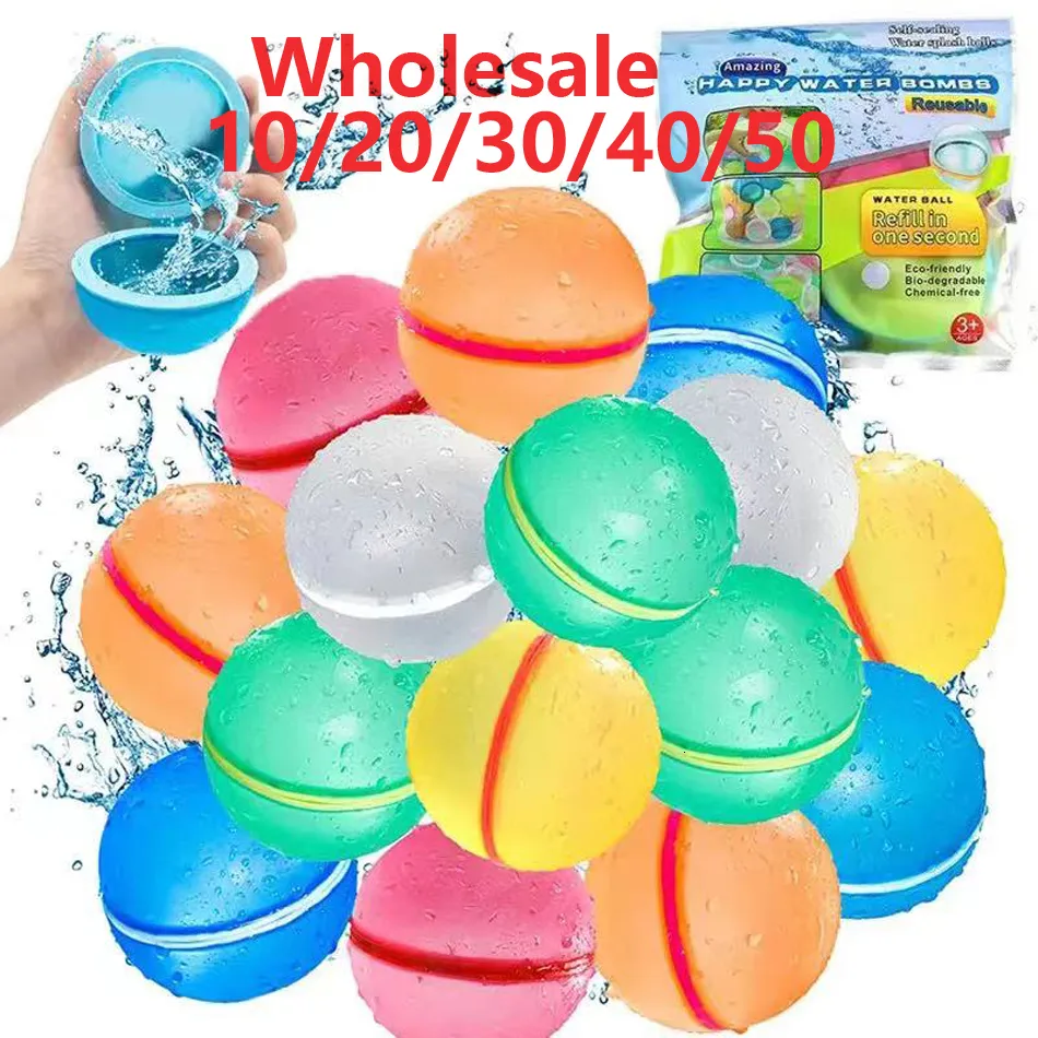 Sand Play Water Fun 20PCS por atacado Balões Reutilizáveis Magnéticos de Enchimento Rápido Bolas de Bomba Auto-vedante para Piscina Infantil 230718