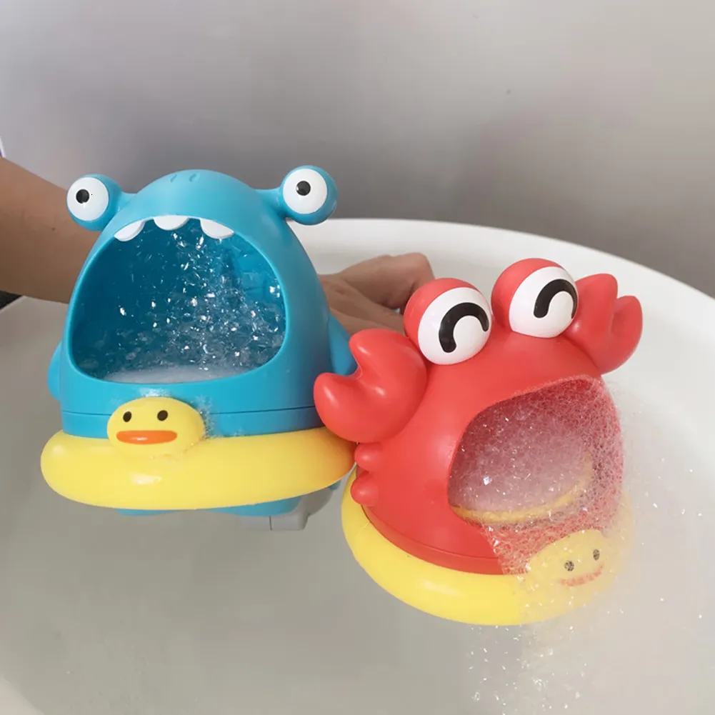 Bath Toys Blown Bubble Baby Bath Toys Cute Cartoon Shark and Crab Bathroom Swimming Pool Toys Outdoor foam Making Bubble Machine Children's Toys 230719