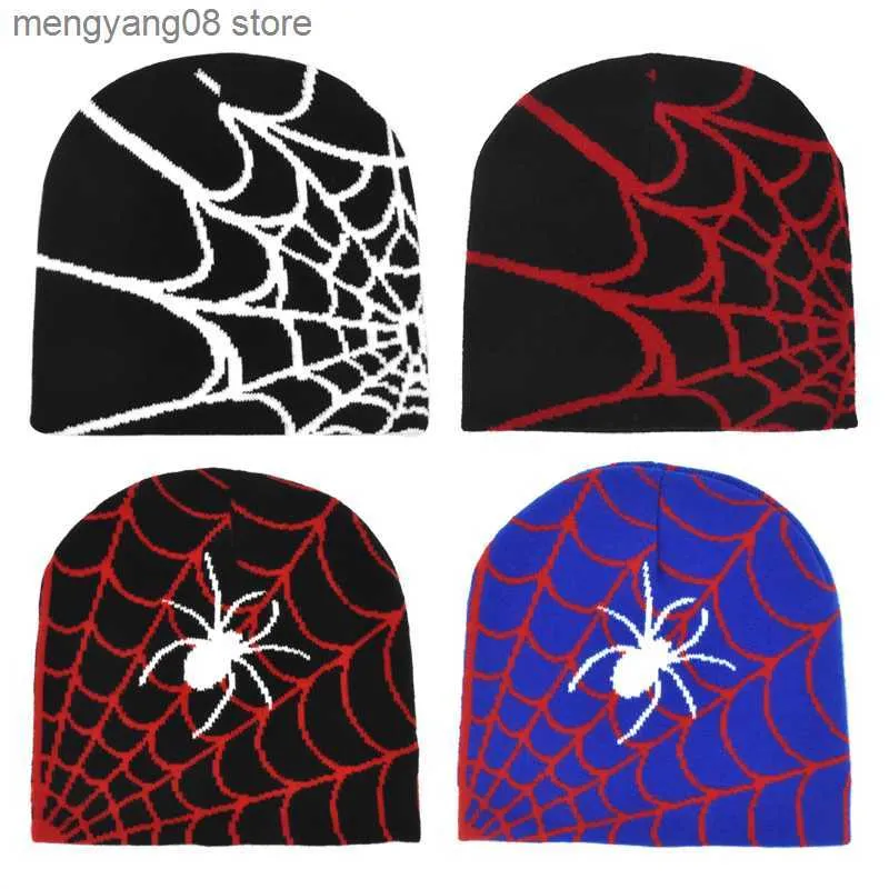 DHgate.com:Spider Pattern Knitted Wool Beanie | Y2K Winter Warm Goth ...