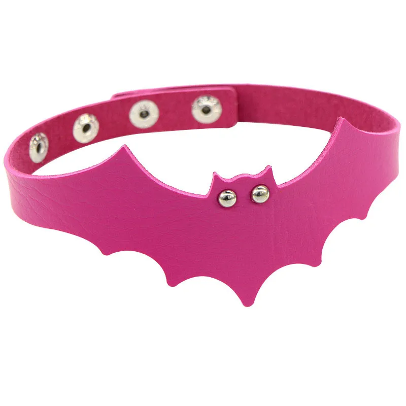 Ny bat pu läder choker halloween sexig halsband kvinnor män handgjorda choker halsband smycken gåva