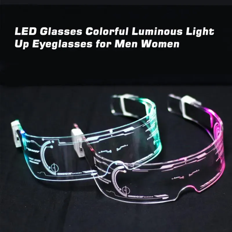 Colorful Novelty Luminous Glasses Lighting LED Electronic Visor Eyeglasses Light Spectacles Prop Halloween Festival Performance Pa9323598