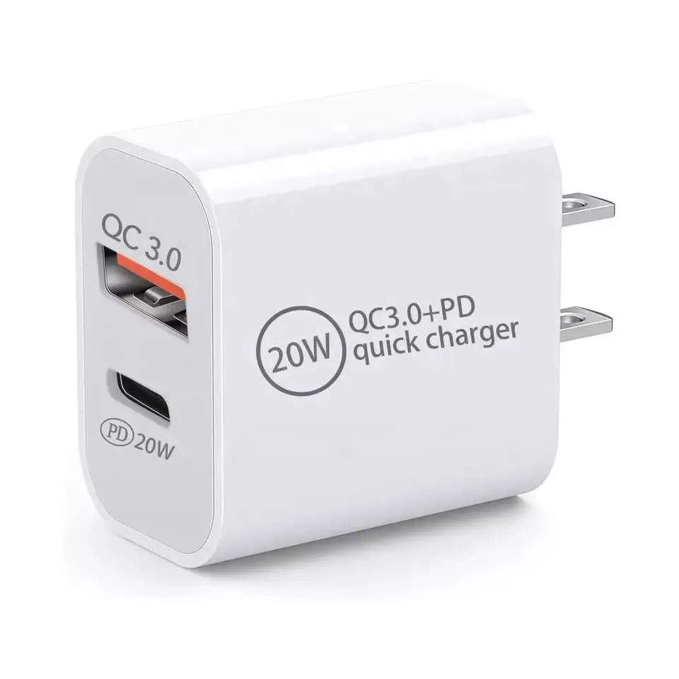 20W USB C PD Wall Charger – Dual Ports Fast Charging Block With QC 3.0 – For Apple & Universal Devices