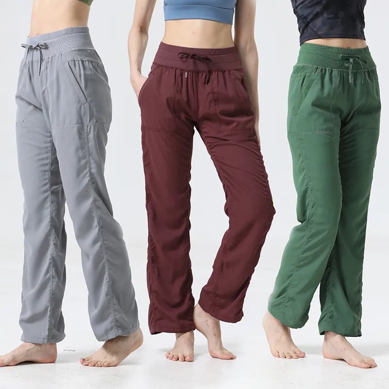 Womens Dance Studio Pant Loose Workout Mid midje Sports for Women Casual Gym Yoga Long Wide Leg Pants Byxor