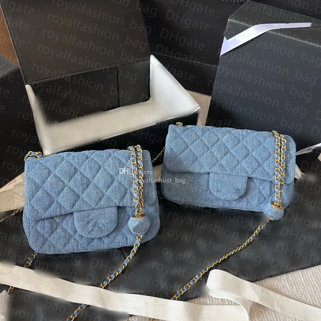 22C WOC Denim Bag Diamond Checkered Mirror Quality 1 1 Women Chain Single Shoulder Bag Gold Ball Adjustable Shoulder Strap Classic Designer Flip Bag From 66 15 DHgate