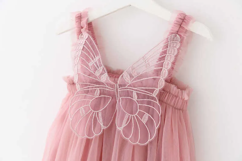 Jurken voor meisjes 1-5T Baby vlinderprinsesjurk Roze trouwjurk voor bloemenmeisje 12M Baby 1e verjaardag Doopoutfit Zomer Casual doek