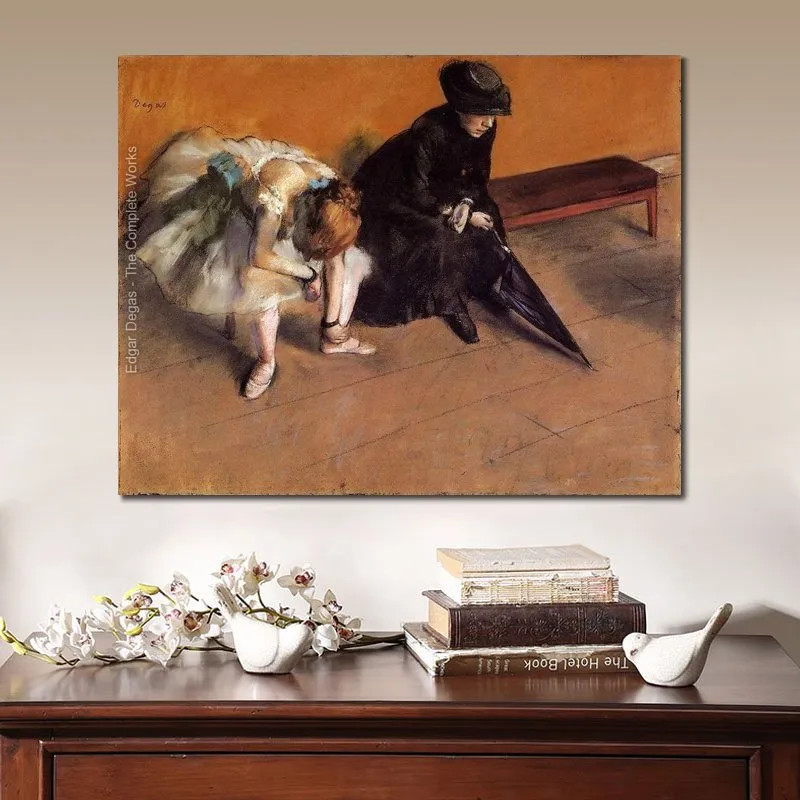 Edgar Degas Leinwandkunst, figurative Ölgemälde, wartend, ca. 1882, handgemalte moderne Tänzer, Kunstwerke, Eingangsbereich-Dekoration