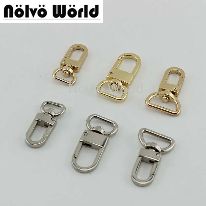 Çanta Parçaları Aksesuarları Nolvo World 20pcs 4 renk 13mm 17mm 20mm çanta cazibesi bagaj etiketi çanta kayış kancaları bagaj etiketi döner kanca 230719