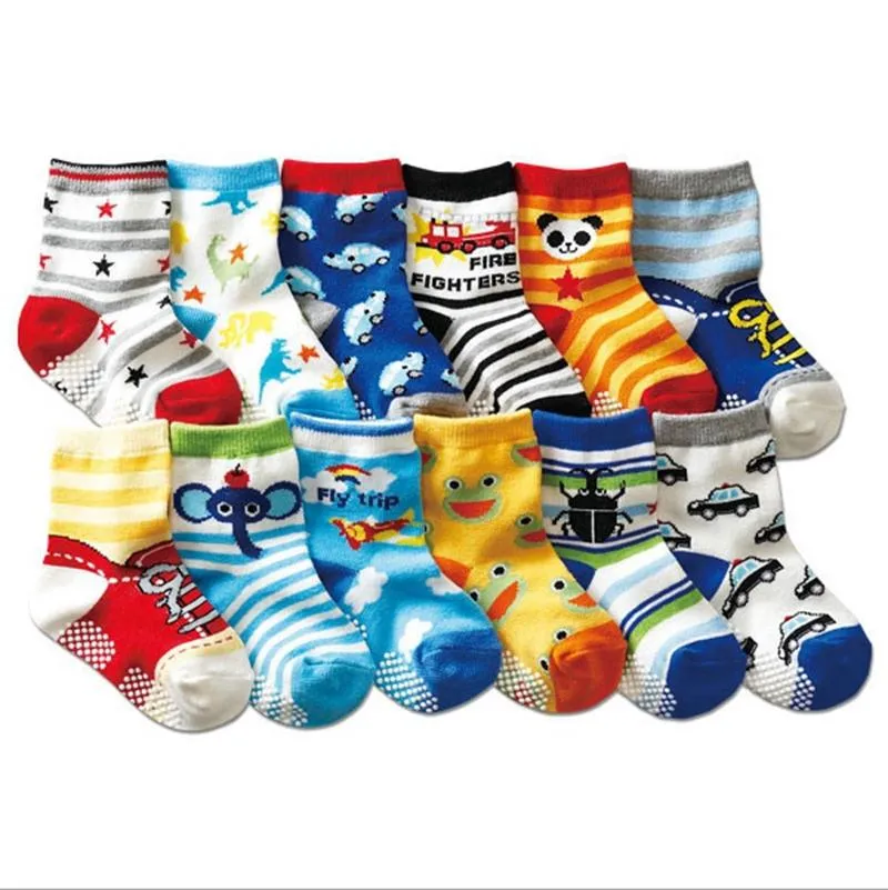 Toddler Socks Cartoon Baby Boy Floor Sock Cotton Kids Girls Socks Anti Slip Baby Girl Footsocks Car Printzzz