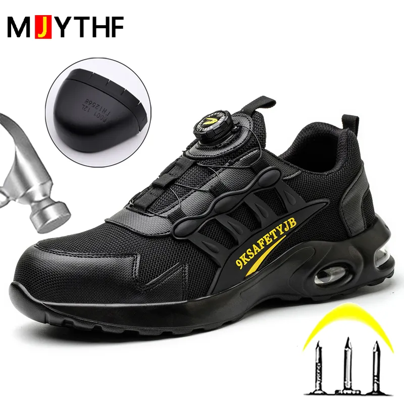 Boots High quality safety shoes mens rotary buckle work air cushion non detachable sports perforated boots for protection 230719