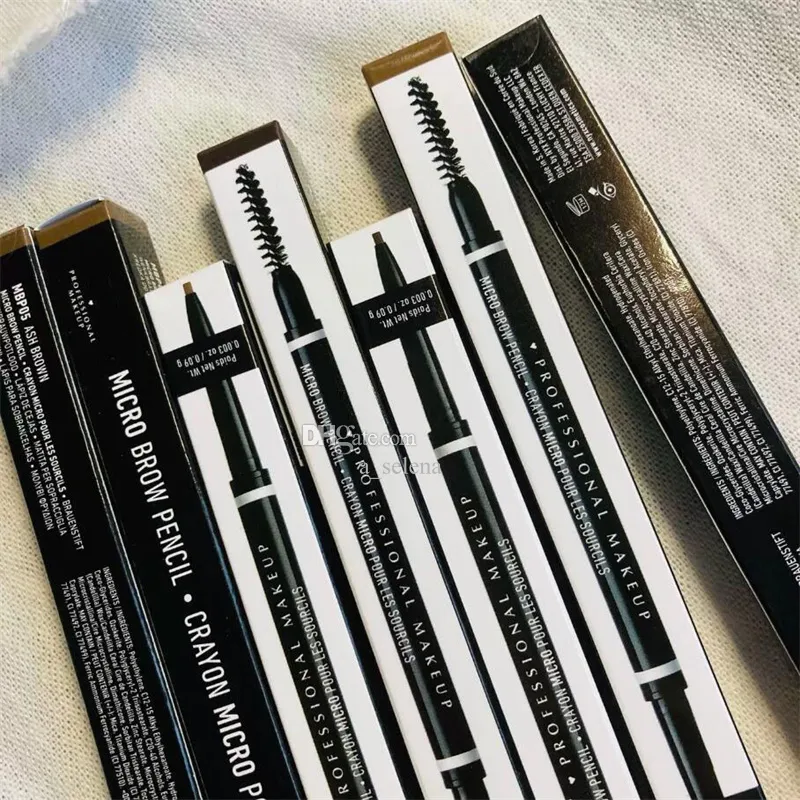 Marka profesjonalna makijaż Mikro Brow Pencil Crayon Mirco pour les sourcils 7 kolor taupe czekolada czarna chłodna popielc brązowy pióro brązowe 0,09g