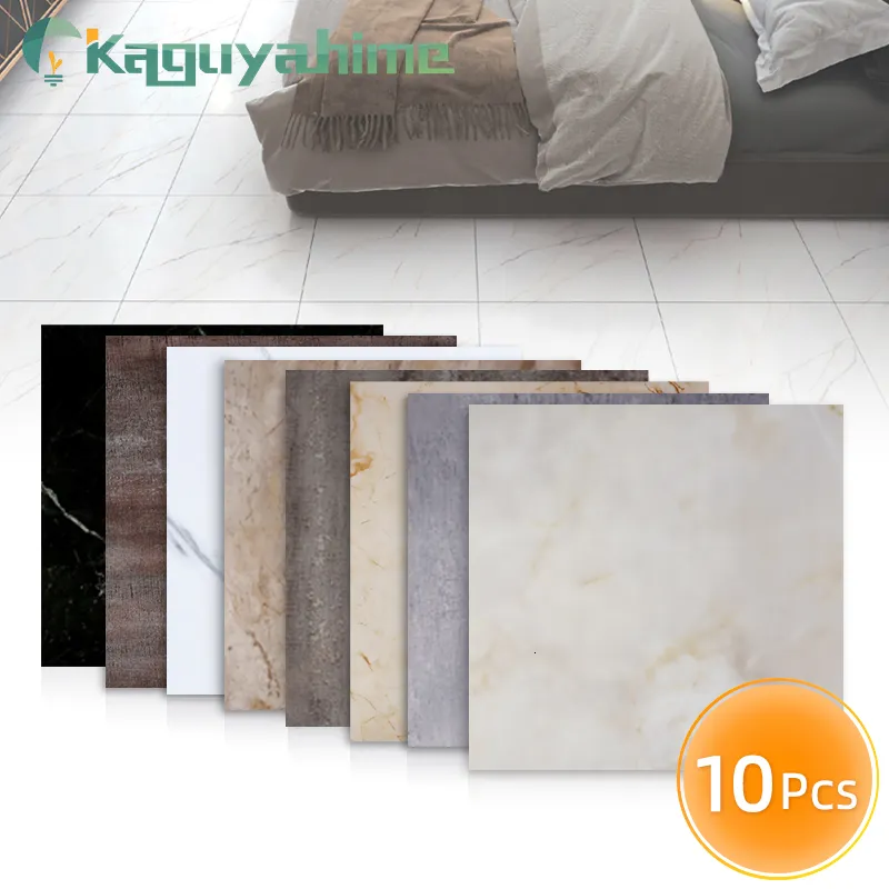 Pegatinas de pared Kaguyahime 10 / pcs de PVC Pegatinas de piso de mármol de imitación Pegatinas de pared autoadhesivas Calcomanías de baño impermeables 30 * 30 cm 230718