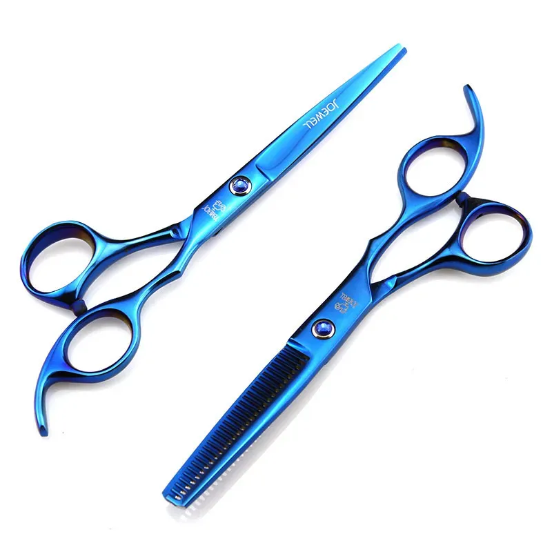 JOEWELL 5.5 inch /6.0'' 6CR golden hair cutting /thinning scissors 62HRC hardness with gemstone screw on handle