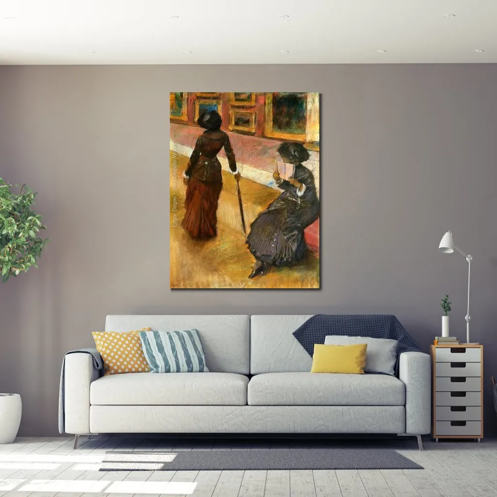 Hand Painted Edgar Degas Ballerina Paintings Mary Cassatt at the Louvre I Figure Canvas Art Children's Rooms Decor