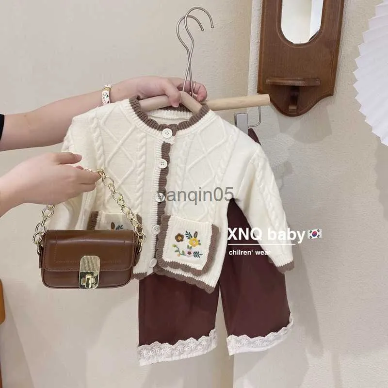 Pullover 2022 Autumn Autumn Girls 'Girls Girls Girls Foreferery Floret Knitting Cardigan Children Corean Person