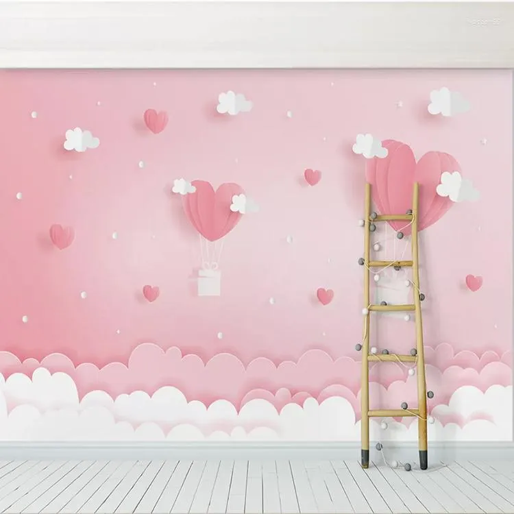 Wallpapers Bacal Custom 3D Po Wallpaper Pink Clouds Princess Children Room Girls Bedroom Background Decoration Mural For Kids