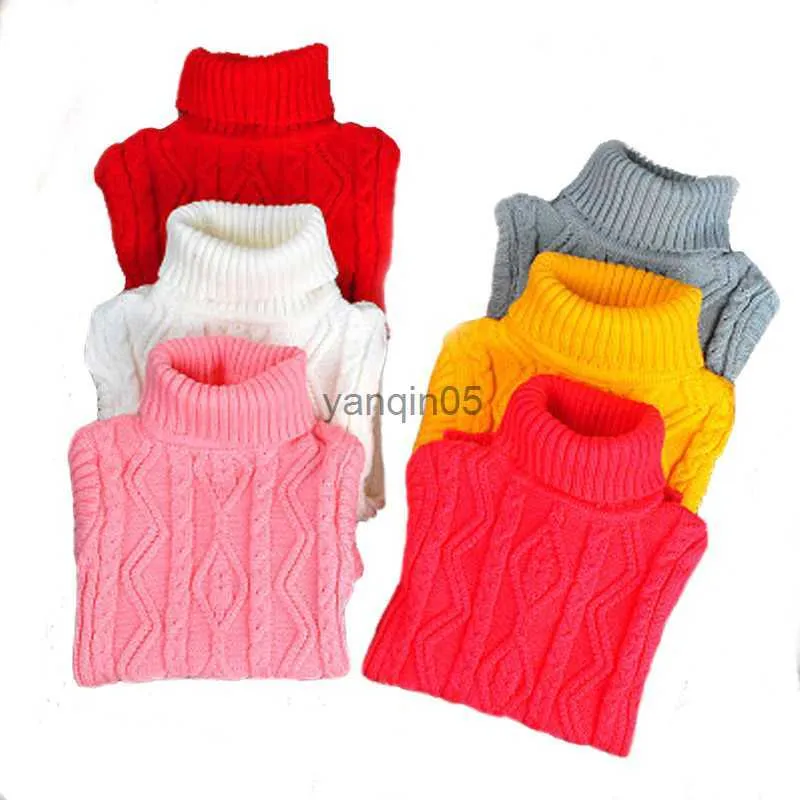 Pullover Xxx Boys Girls Thick Sweater Kids Turtleneck Knitted Pullover Children Warm Tops Teenagers Autumn Winter Solid Color Clothing HKD230719