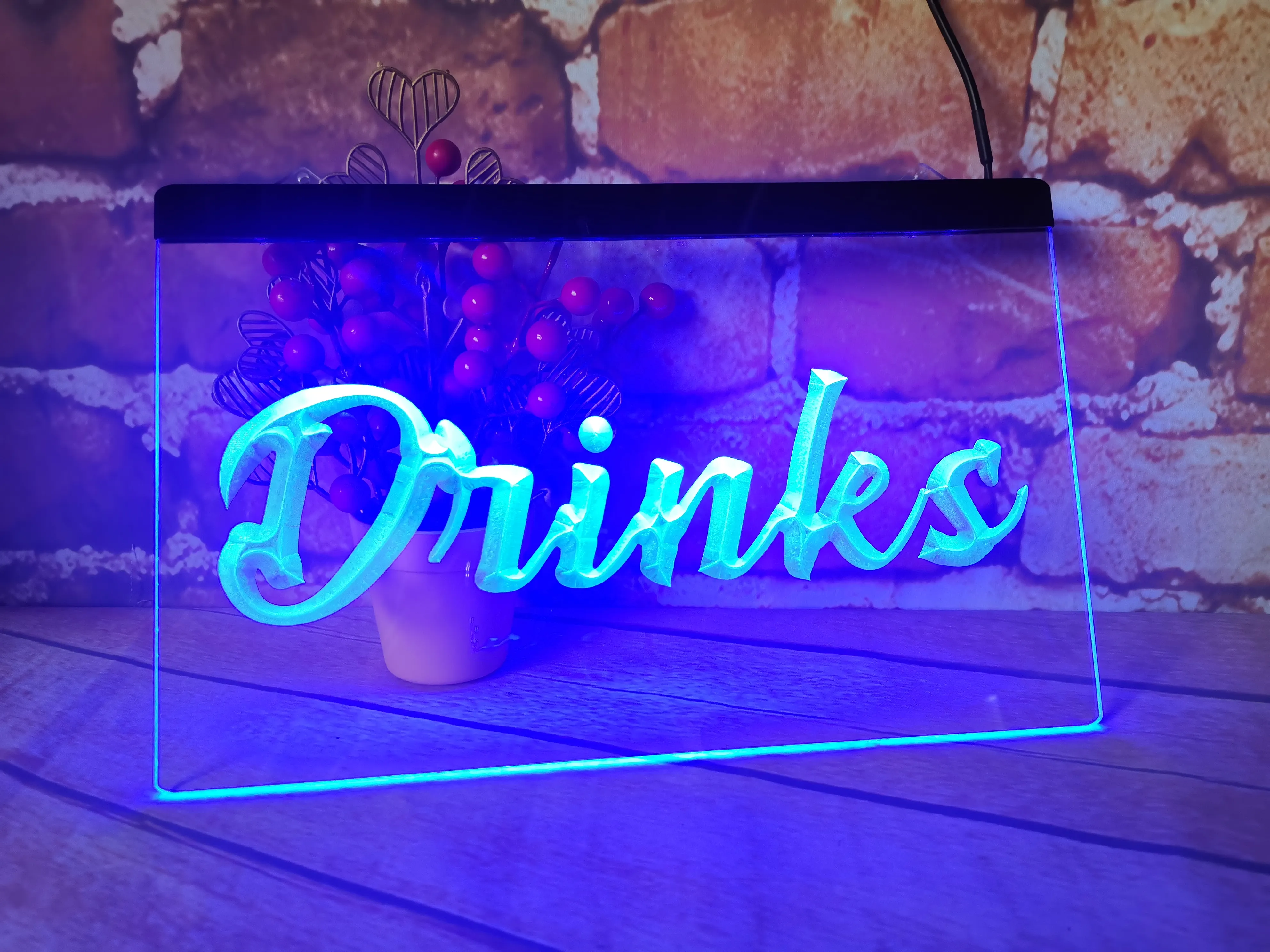 Getränke Buchstaben LED Neon Schild Home Decor Neujahr Wand Hochzeit Schlafzimmer 3D Nachtlicht