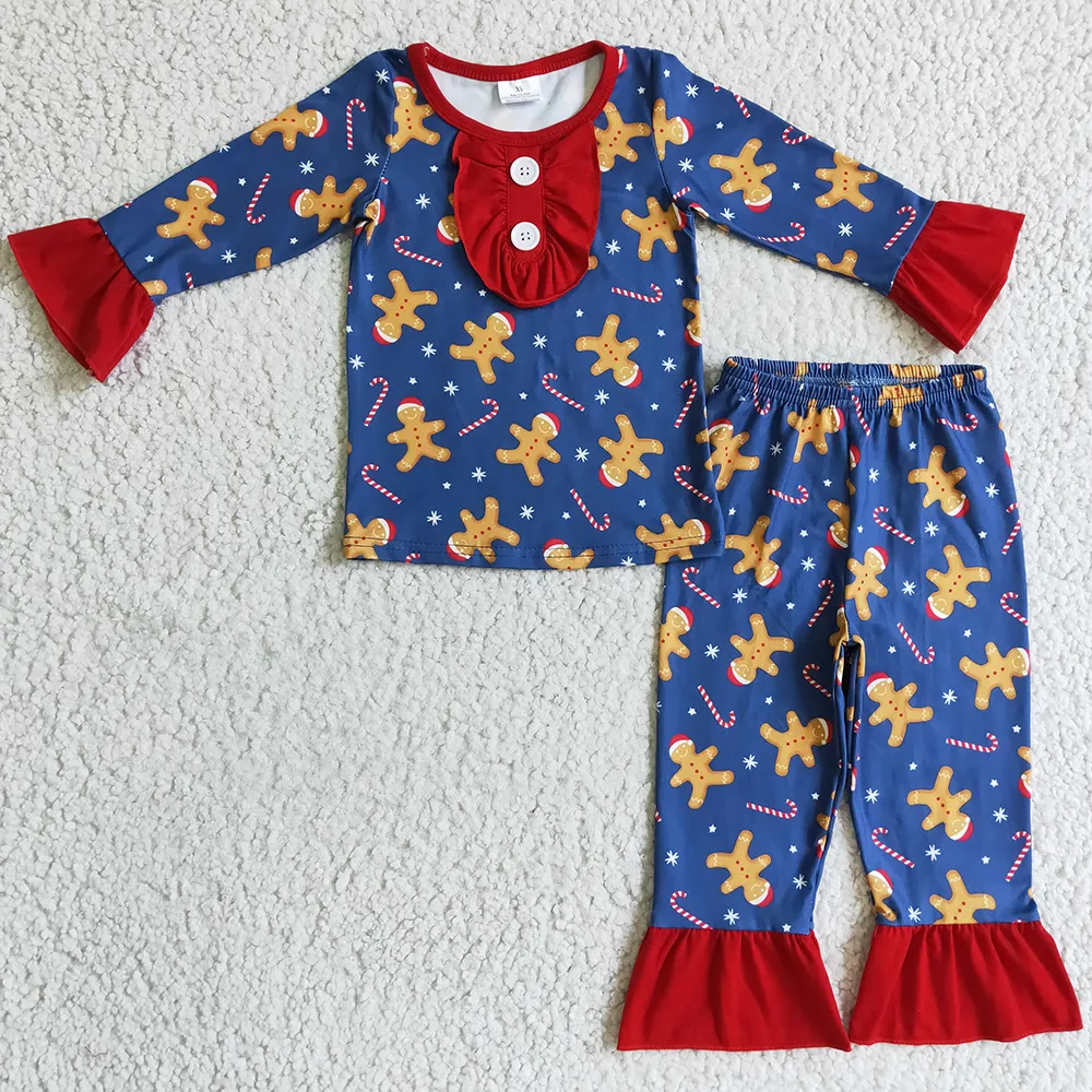 Gingerbread Print Baby Girl Pajama Set Boutique Kids Sibling Pamas