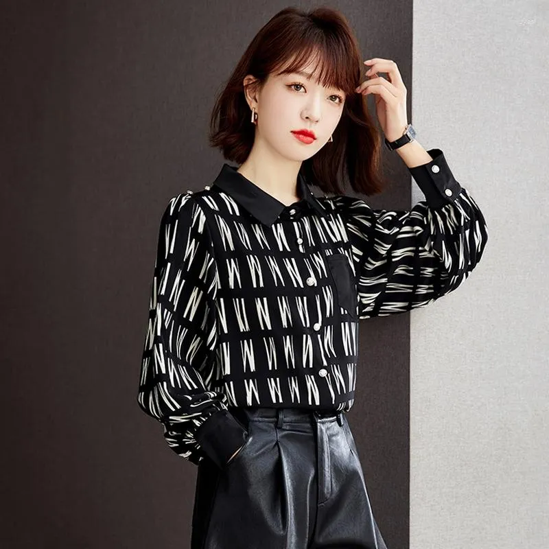 Women's Blouses High Quality Design Sense Niche Shirt Women Balloon Sleeve Long-sleeved Chiffon Korean