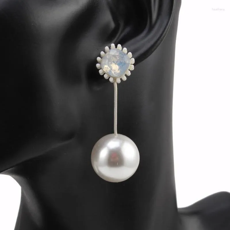 Dangle Earrings Florosy Crystal Ball Pendantドロップ女性用シミュレートされたパールステートメントファッションジュエリーバレンタインデーギフト