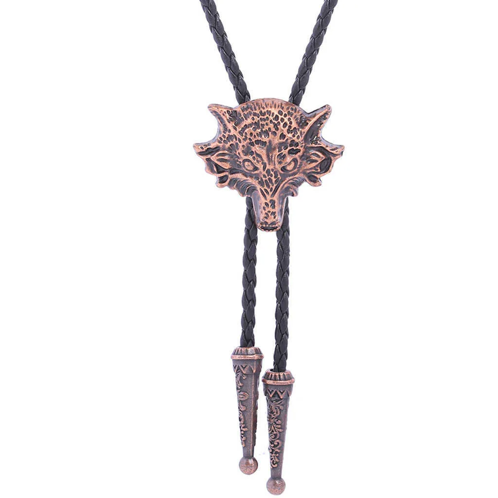 Bolo Ties viking celtic three-dimensional wolf head bolo tie HKD230719