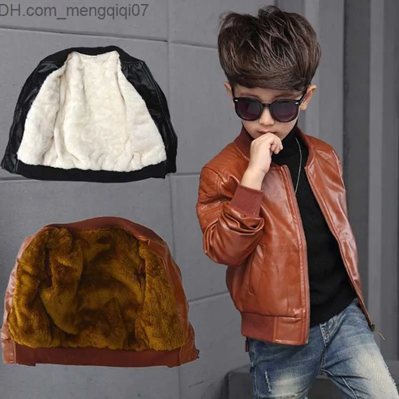 Casaco roupas de couro infantil roupas primavera e outono menino coreano jaqueta de couro PU Z230719