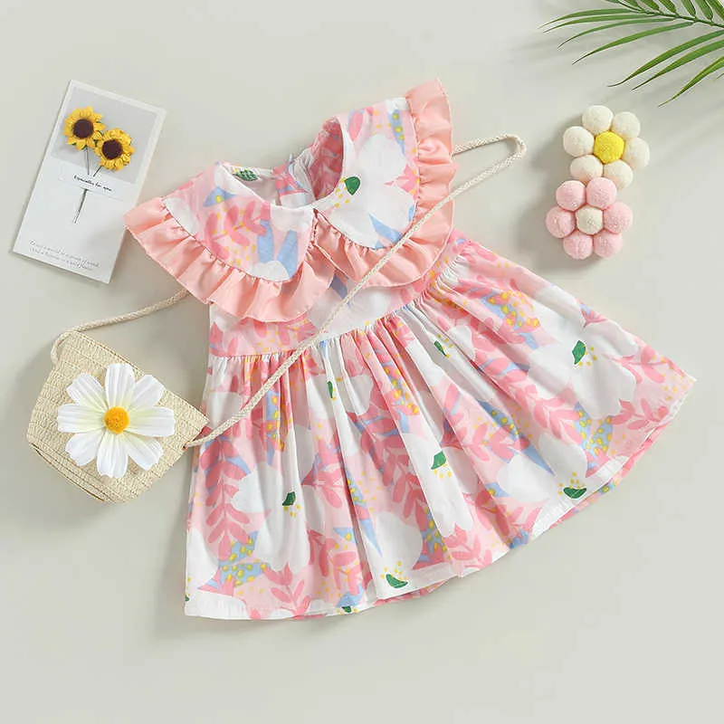 Robes de fille ma bébé 9M-3Y enfant en bas âge bébé bébé enfants filles robe à volants a-ligne robes d'impression florale pour filles vêtements de plage d'été