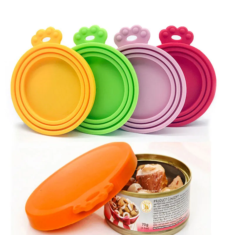 Silicone Pet Lids Dog Cat Capa Universal Can Tops 1 Fit 3 Tamanho padrão de alimentos latas BPA Free Washer