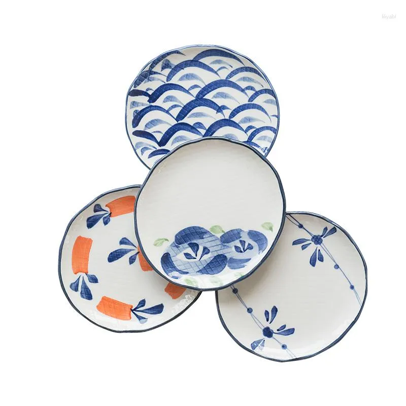 Ensembles de vaisselle Assiettes à dîner en céramique de style japonais rétro 5 pouces irrégulières sous porcelaine émaillée 1 pièce gâteau dessert plats peints à la main