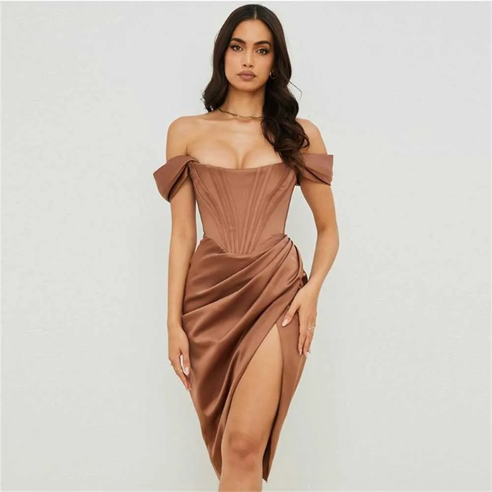 Casual Dresses High Quality Satin Bodycon Dress Women Party Arrivals Midi House of Cb Celebrity Evening Club