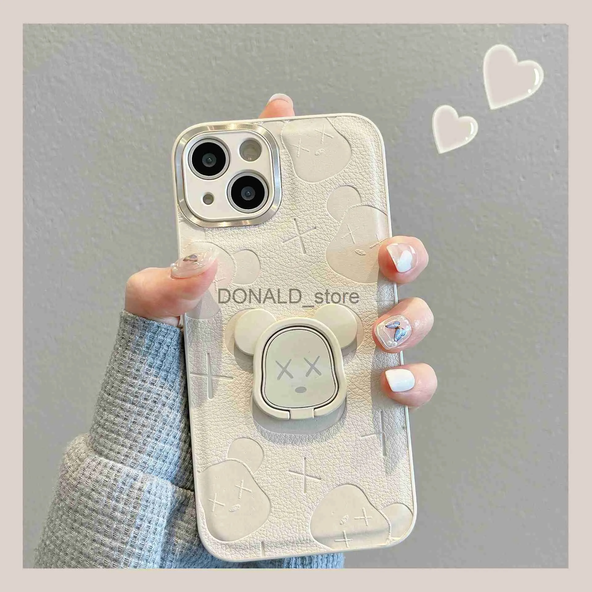 Cell Phone Cases Cartoon teddy bear with holder suitable for iPhone 14 phone case 13 Apple 12/11 anti drop xsmax female xr anti drop J230719