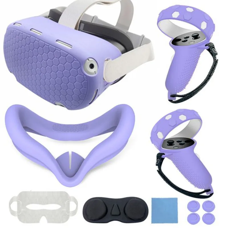 VR Glasses 7 Color VR Shell Cover For Oculus Quest 2 Replacement Protective Lens Cover Anti-Leakage Nose Pad VR Accessories 7-Piece Set 230718