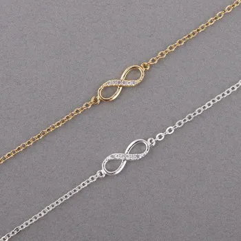 Kinitial 2015 Hot Bracelet Gold Silver Plated CZ Infinity Bracelets for Women Men Friendship Bracelets