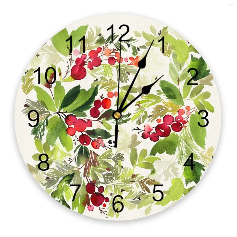 Настенные часы сосны листья красные конусы текстура часы Большие современные кухонные столовые круглые спальни безмолвные висящие часы