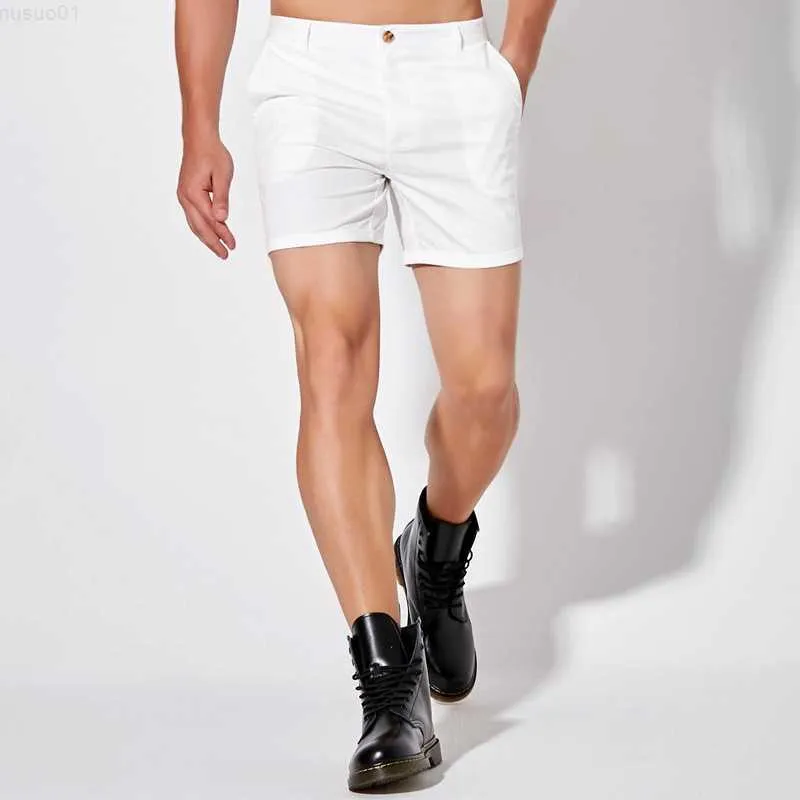 Herren-Shorts, Herren-Business-Shorts, Sommer, Baumwolle, lässig, soziale Shorts, solide, atmungsaktive Sweatshorts, Mann, weiße Homewear, gerade kurze Hose, L230719