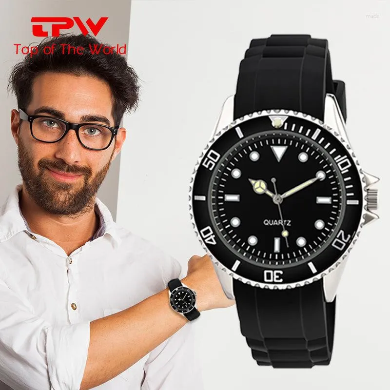 Armbandsur TPW Fashion Men's Watch Silicone Night Glow Waterproof Quartz Rotatable Multifunctional Sports