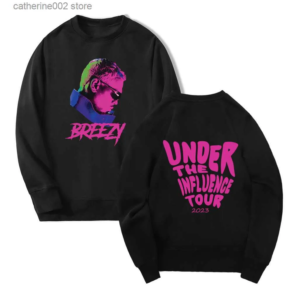 Heren Hoodies Sweatshirts Chris Brown Under The Influence Tour 2023 Breezy Merch Ronde hals Sweatshirts met lange mouwen Hiphop Rapper Dames Herenkleding T230719