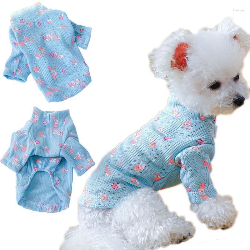 Roupas para cães com capuz floral com capuz camisa roupas primavera verão animal de estimação camisola camiseta pulôver camisas de fundo fino para cães pequenos yorkie s