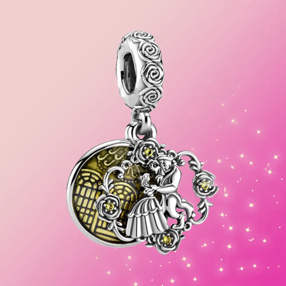 925 Silver Fit Pandora Charm Beast Rose Bead Dangle Fashion Charms Set Pendant Diy Fine Pärlor smycken